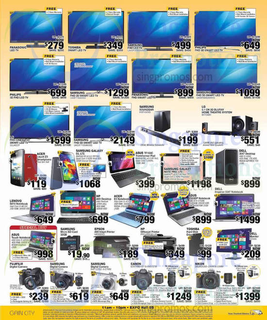 26 Jul TVs, Notebooks, Digital Cameras, Notebooks, Printers, Panasonic, Toshiba, Samsung, Philips, LG, Acer