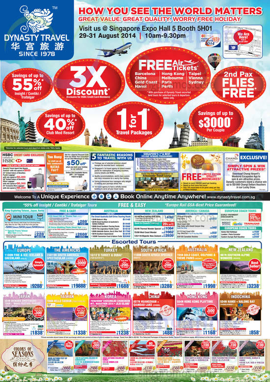 27 Aug Dynasty Travel 3X Discount, 1 For 1 Travel Packages, 2nd Pax Flies Free, Up to 55 Percent Off, Free Air Tickets