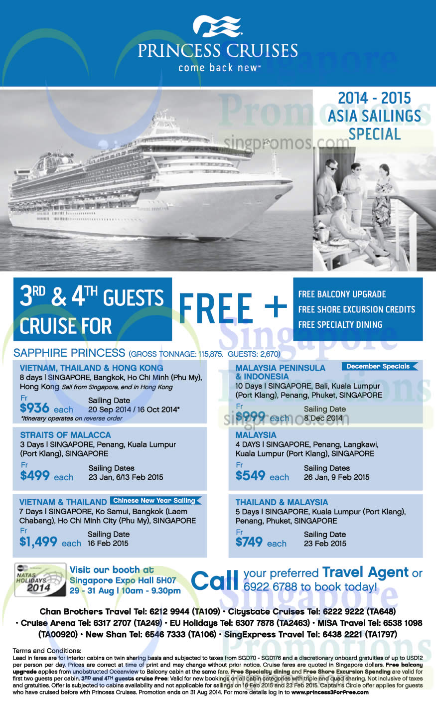 28 Aug Princess Cruises 3rd, 4th Guest Cruise For Free Vietnam