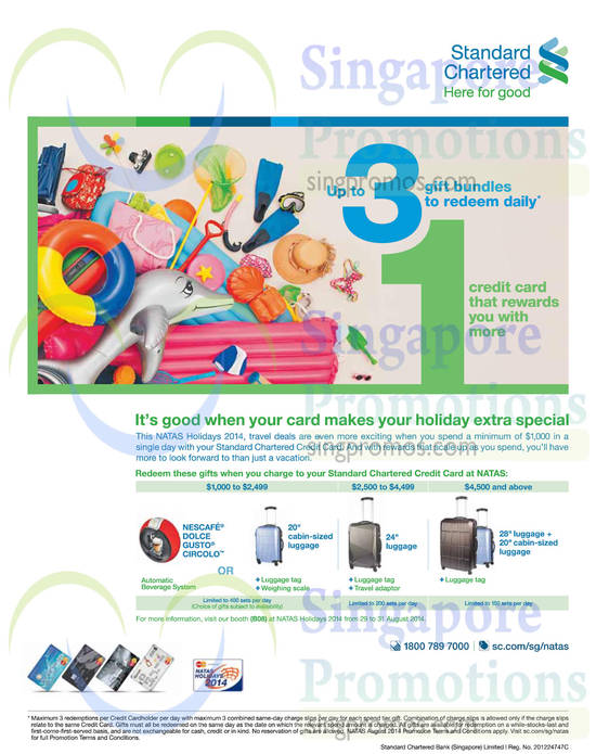 28 Aug Standard Chartered Free Luggages, Nescafe Dolce Gusto