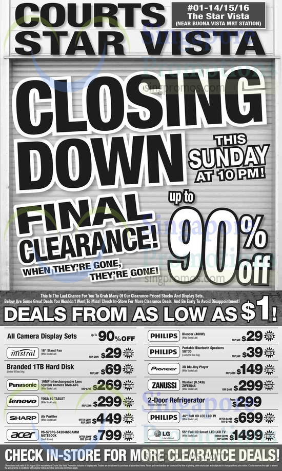 29 Aug Final Clearance, Deals From 1 Dollar, Digital Cameras, Fridges, Mistral, Panasonic, Lenovo, Sharp, Acer, Philips, LG