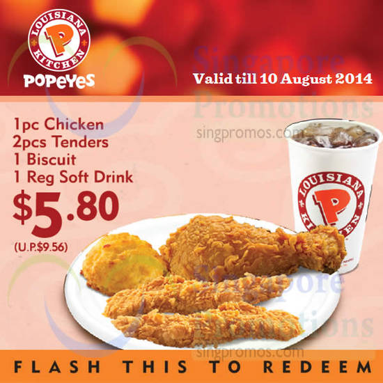 5.80 1 pc Chicken, 2pcs Tenders, 1 Biscuit, 1 Reg Soft Drink