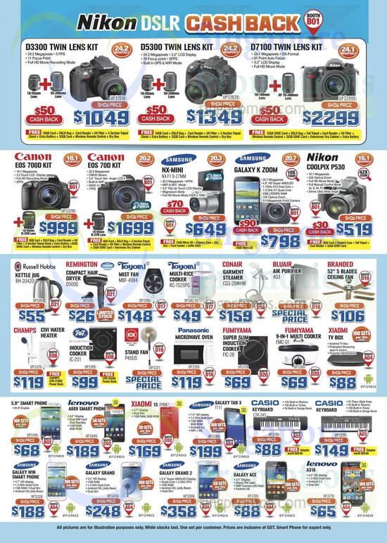 8 Aug Digital Cameras, Mobile Phones, Kitchen Appliances, Nikon, Canon, Samsung, Toyomi, Remington, Lenovo, Samsung