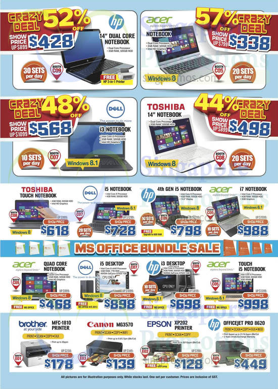 8 Aug Notebooks, Desktop PCs, Printers, HP, Acer, Dell, Toshiba, Brother, Canon, Epson