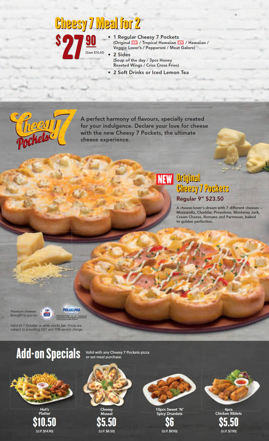 Dine-In Cheesy 7 Meal, Original Cheesy 7 Pockets, Add On Specials