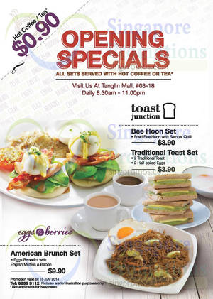 Featured image for (EXPIRED) Toast Junction & Eggs & Berries & Opening Specials @ Tanglin Mall 3 – 15 Jul 2014