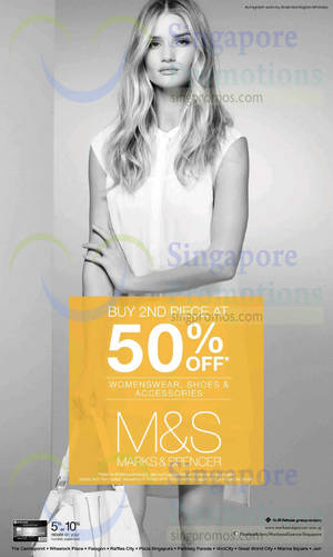 Featured image for (EXPIRED) Marks & Spencer 50% OFF Second Piece Promo 11 – 28 Jul 2014