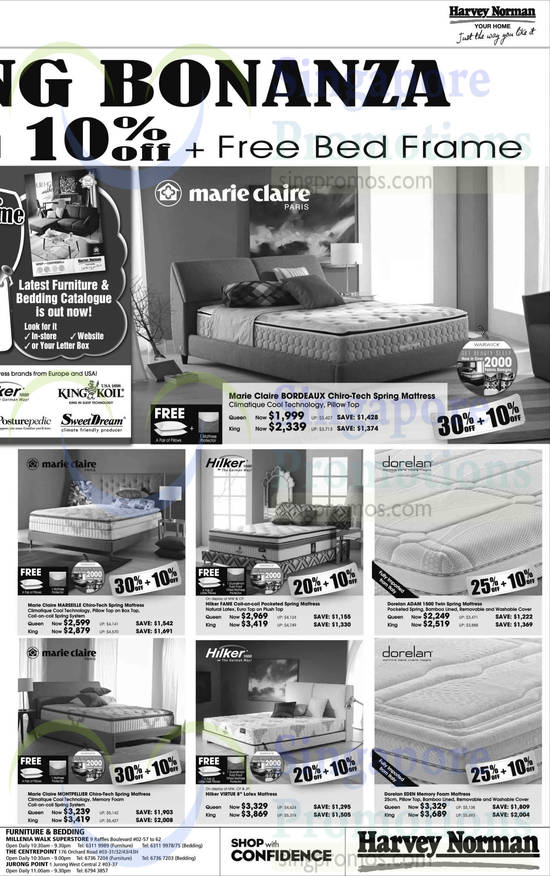 Mattresses Marie Claire, Hilker, Dorelan