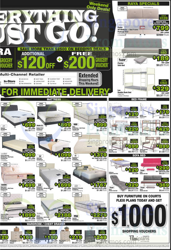 Mattresses Maxcoil, Dunlopillo, Dynamic, King Koil, Spring Air, Lotus, Simmons, Orthorest, SweetDream, Slumberland