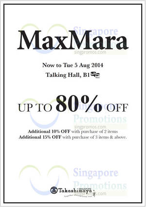 Featured image for (EXPIRED) Maxmara Bazaar @ Takashimaya 31 Jul – 5 Aug 2014