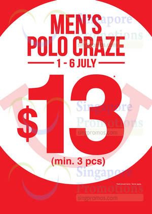 Featured image for (EXPIRED) Bossini Polo Tee Craze Sale 1 – 6 Jul 2014