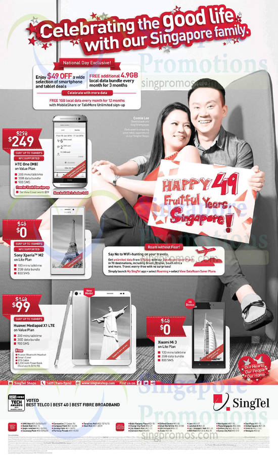 National Day Exclusive, HTC One M8, Sony Xperia M2, Huawei Mediapad X1, Xiaomi Mi3