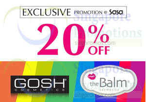 Featured image for Sasa 20% OFF Gosh & The Balm Cosmetics Promo 31 Jul – 20 Aug 2014