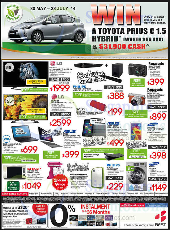 TVs, Notebooks, Mobile Phones, Digital Camera, Washer, Oven, LG, Panasonic, Samsung, Asus, Dell, Sharp, KitchenAid