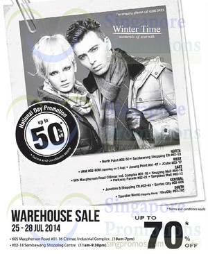 Featured image for (EXPIRED) Winter Time Up to 70% Off Warehouse SALE 25 – 28 Jul 2014
