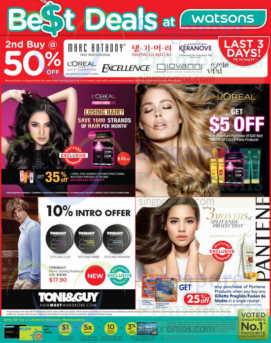 23 Aug Hair Care, Loreal, Pantene, Toni n Guy