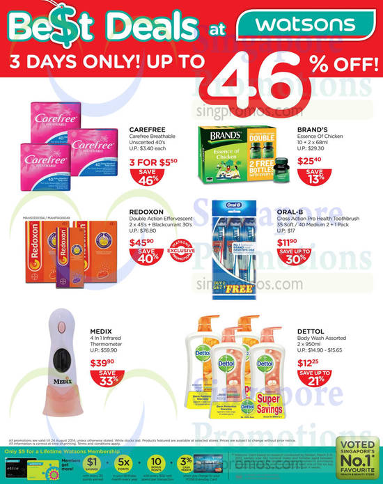 23 Aug Personal Care, Carefree, Oral-B, Dettol, Redoxon