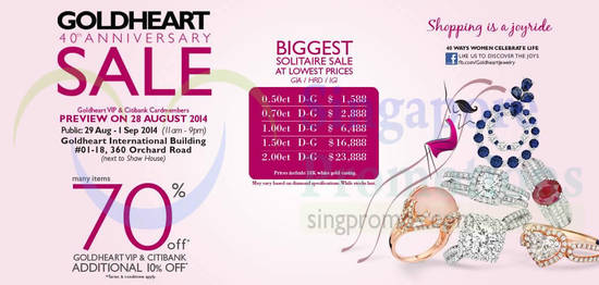 27 Aug 70 Percent Off For Goldheart VIP, Citibank Cardholders