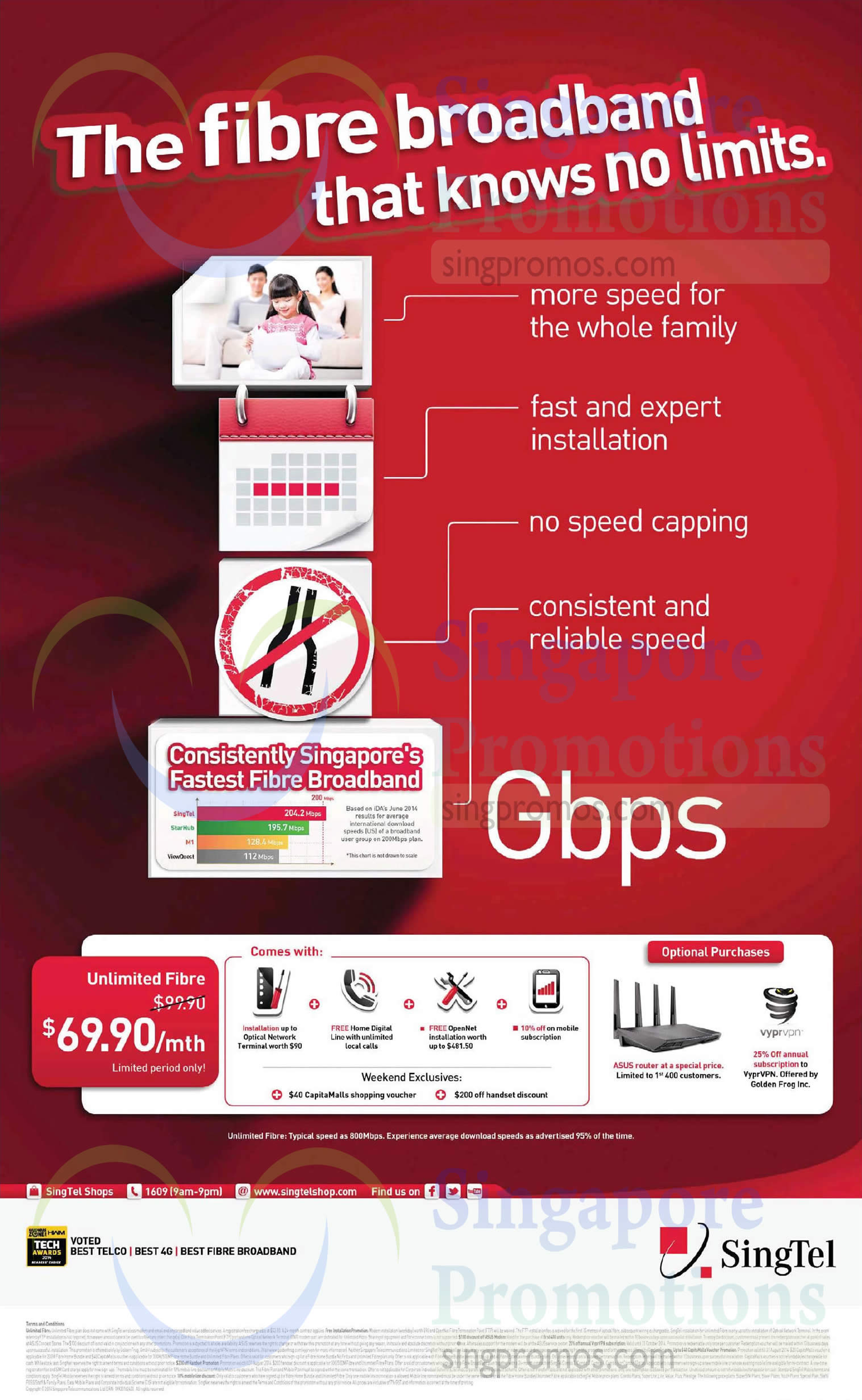 Featured image for Singtel NEW $69.90 Unlimited Fibre Speed Plan 29 Aug 2014