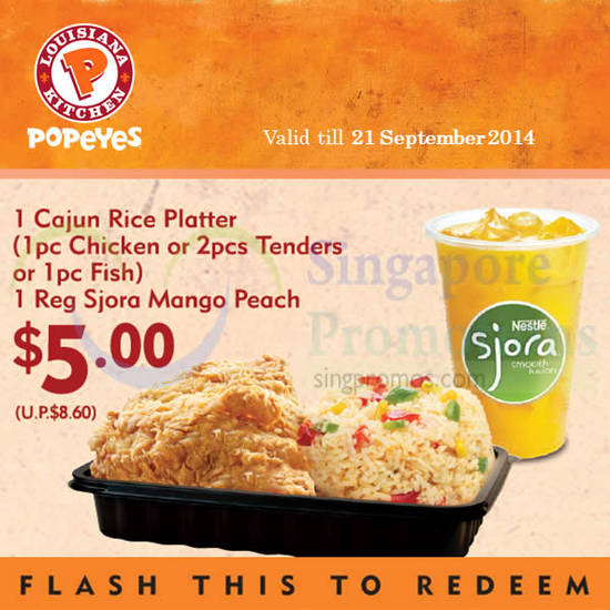 5.80 1 Cajun Rice Platter, 1 Reg Sjora Mango Peach