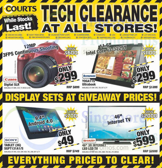 (8 Aug) Tablets, TVs, Digital Cameras, Canon, Lenovo, Sharp, Sony