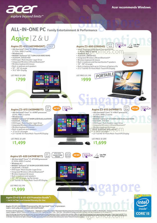 AIO Desktop PCs Aspire Z, Aspire U Series