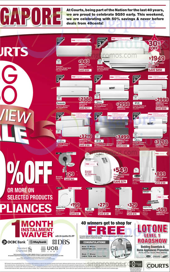 Air Conditioners, Air Purifiers, Lot One Roadshow, LG, Mitsubishi Electric, Candy, Bosch, Samsung, Philips
