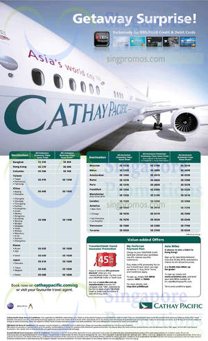 Featured image for (EXPIRED) Cathay Pacific Promotion Air Fares For DBS/POSB Cardmembers 14 Aug – 23 Sep 2014