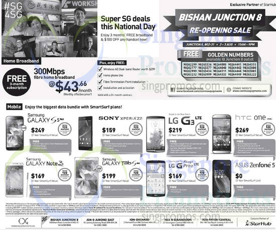 Comms Equipments Samsung Galaxy S5, Note 3, Tab S, Sony Xperia Z2, LG G3, G Pro 2, HTC One M8, Asus Zenfone 5