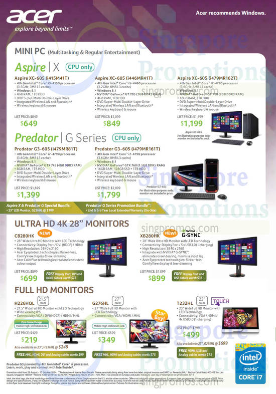 Desktop PCs, Monitors, Aspire X Series, Predator G Series