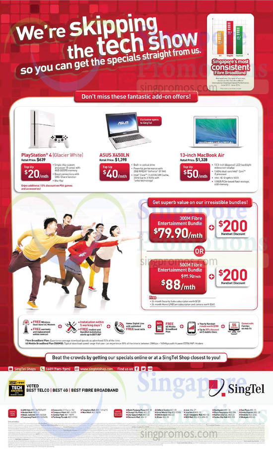 Fibre Entertainment Bundle, 79.90 300Mbps, 88.00 500Mbps, PlayStation 4 PS4, Asus X450LN, Apple MacBook Air