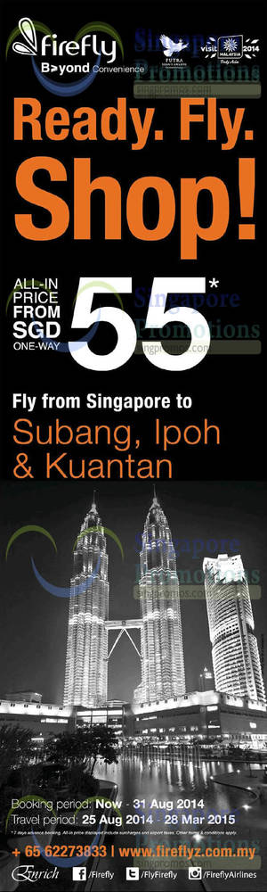 Featured image for (EXPIRED) Firefly From $55 Subang, Ipoh & Kuantan Promo Air Fares 21 – 31 Aug 2014