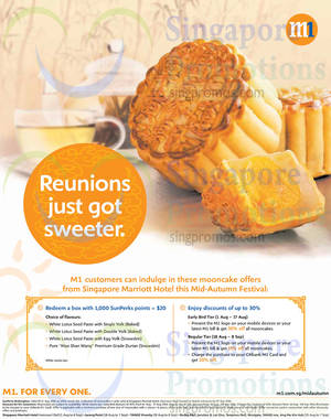 Featured image for Marriott Hotel Up To 30% OFF Mooncakes For M1 Customers 1 Aug – 8 Sep 2014