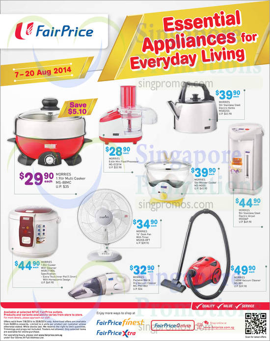 Morries Home, Kitchen Appliances, Cooker, Food Processor, Kettle, Airpot, Vacuum Cleaner, Fan