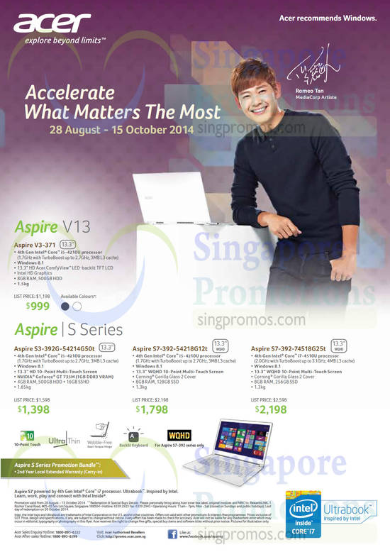 Notebooks Aspire V13, Aspire S Series