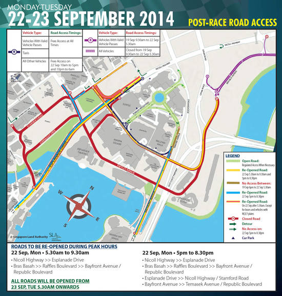 Post-Race Road Access Road Closures 22 – 23 Sep 2014