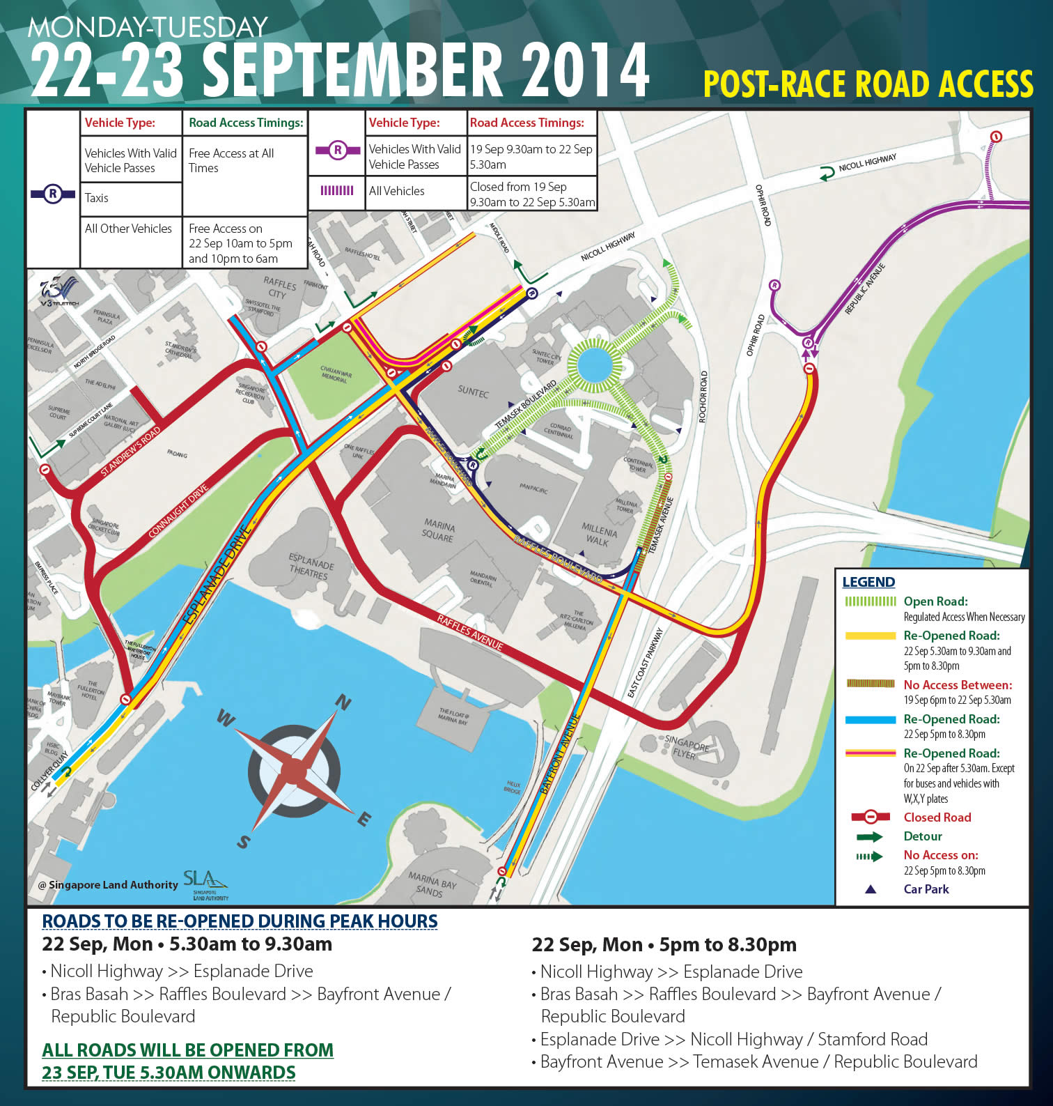 F1 2014 Road Closures in Singapore 17 - 23 Sep 2014