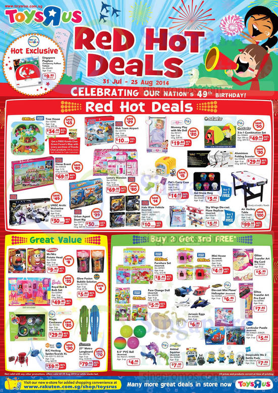 Red Hot Deals Great Value, Buy 2 Get 3 Free, Takara Tomy, Stats, Barbie, Mega Bloks, Fast Lane, Playskool, Hexbug Nano