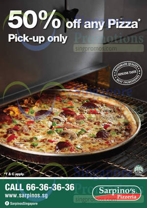 Featured image for (EXPIRED) Sarpinos Pizzeria 50% OFF Any Pizza Coupon (Pickup Only) 14 Aug – 31 Oct 2014