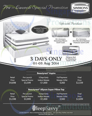 Featured image for SleepSavvy Simmons Mattress Offers 1 Aug 2014