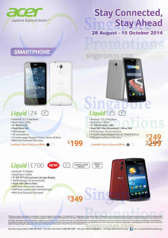 Smartphones Liquid Z4, Z5, E700