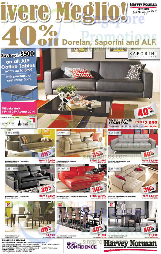 Sofa Sets, Dining Tables, Saporini, ALF