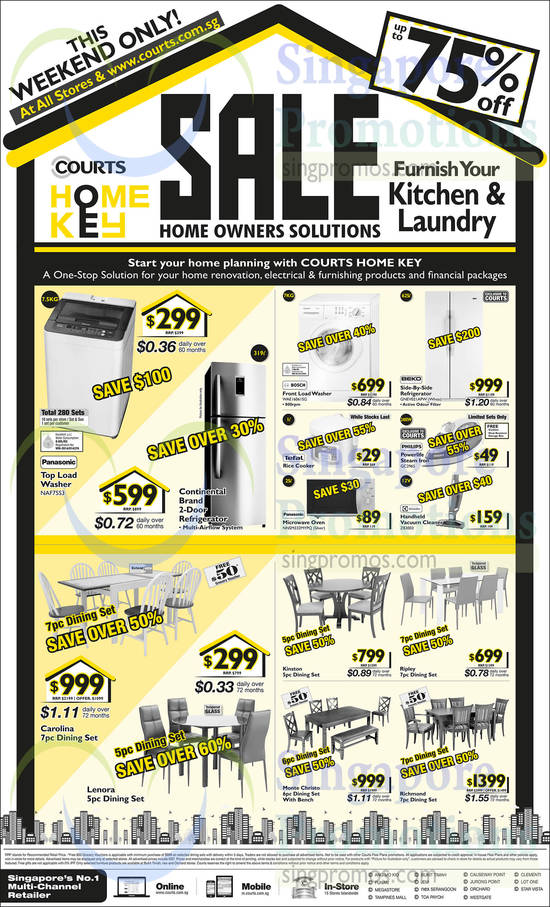 Washers, Fridges, Microwave Oven, Furnitures, Panasonic, Tefal, Bosch, Beko