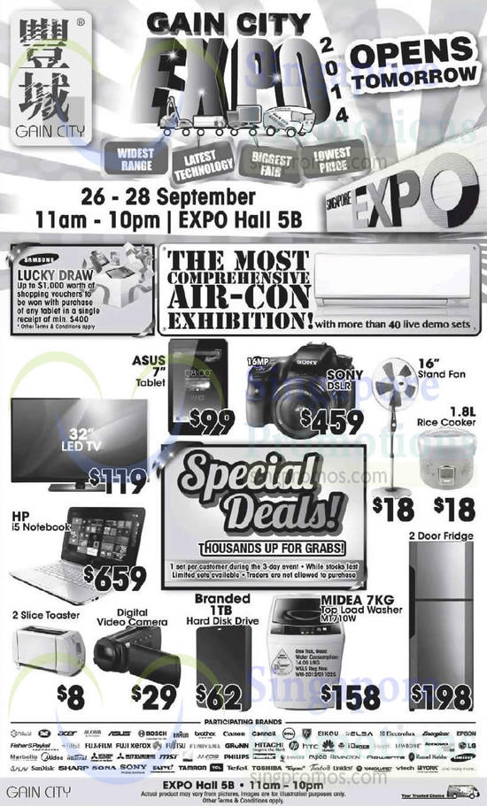 25 Sep Featured Products Digital Cameras, Tablet, TV, Fridge, Washer, HDD, Toaster, Notebook