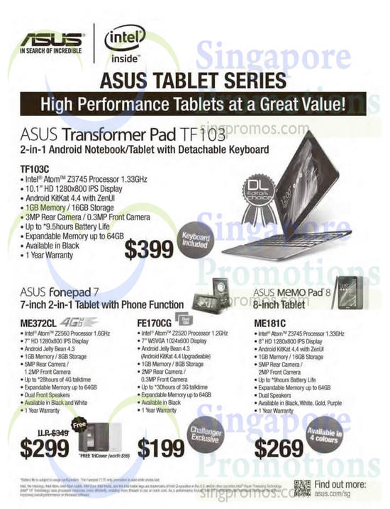 Asus Tablets 24 Sep 2014