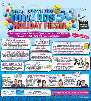 Featured image for (EXPIRED) Chan Brothers Towards 50 Holiday Fiesta @ Suntec 28 Sep 2014
