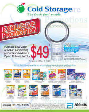 Featured image for (EXPIRED) Abbott Spend $399 & Get Dyson Air Multiplier For $49 @ Cold Storage 26 Sep – 23 Oct 2014