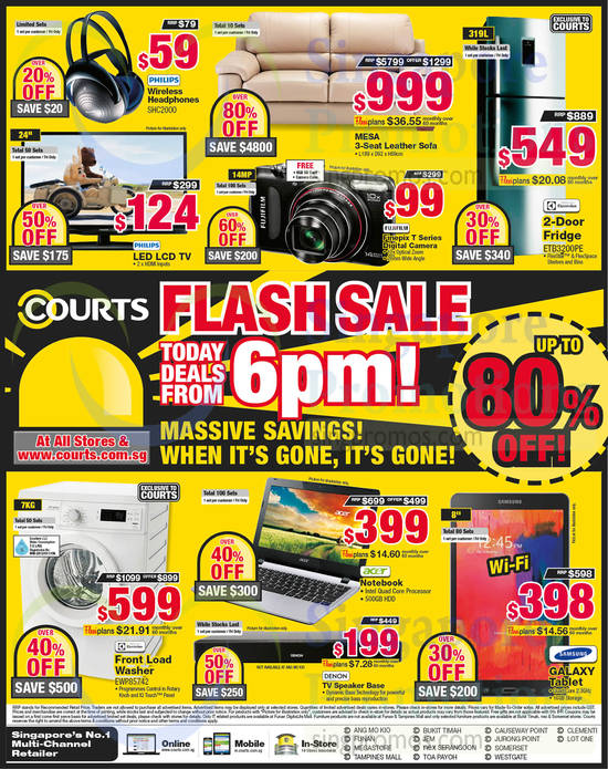 Flash Sale Items From 6 PM Sofa, Fridge, Notebook, Tablet, Washer, TV, Digital Camera