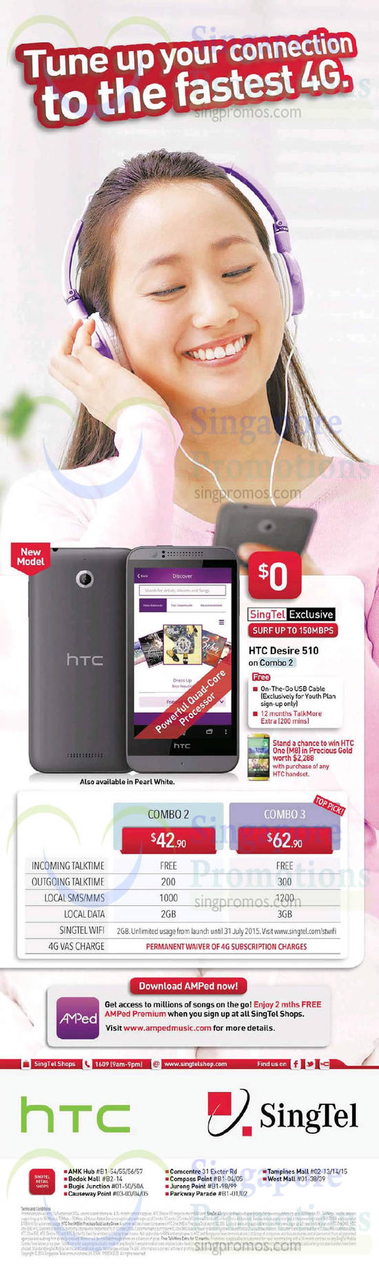 HTC Desire 510 Combo Plans 2 at 42.90, 3 at 62.90