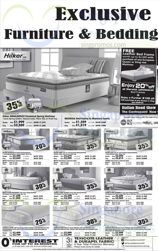 Mattresses, Hilker, Marie Claire, Dorelan